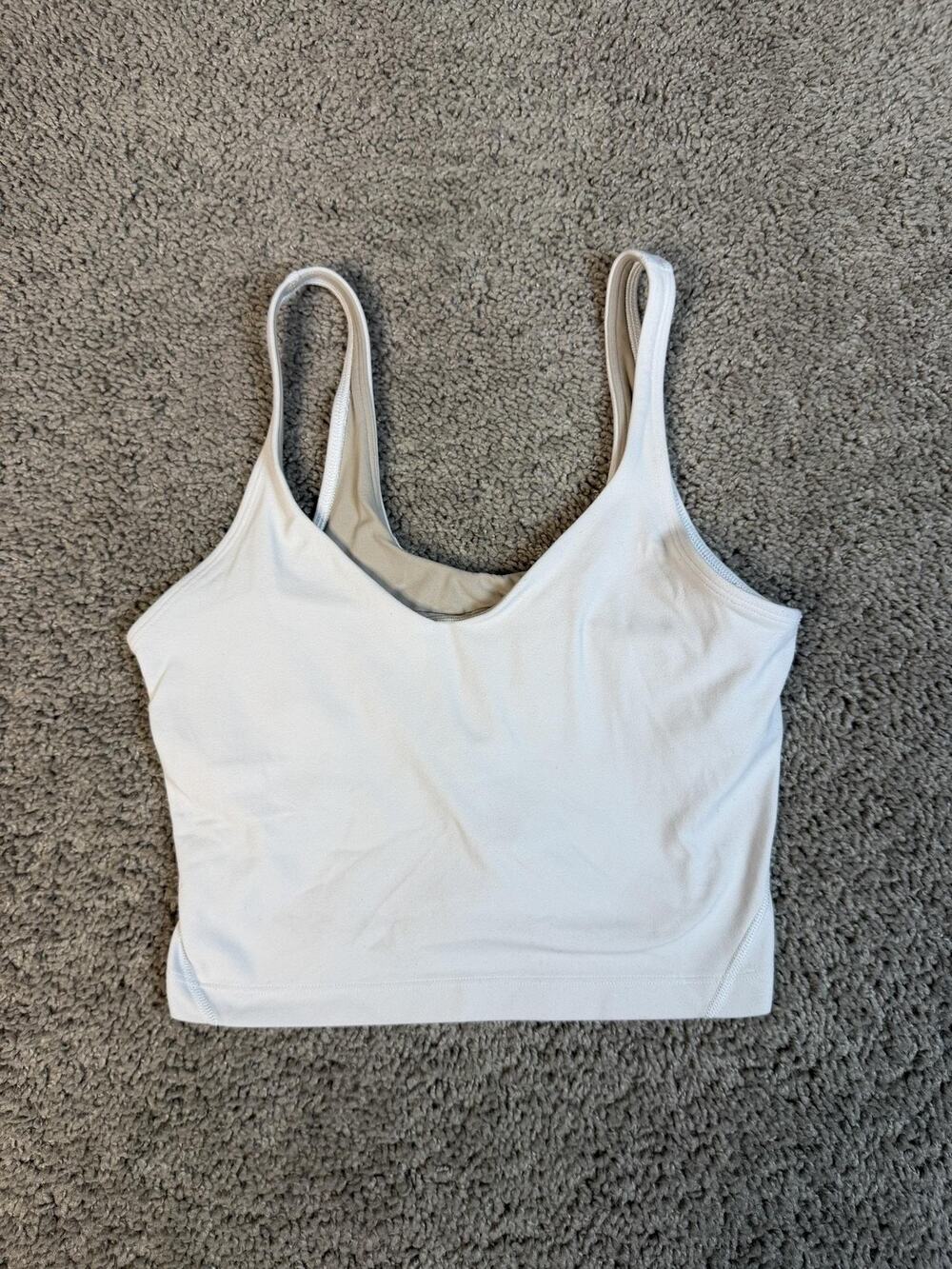 Lululemon Align Tank Womens 6 Bone White Cropped Built-In Bra Tagless Athletic